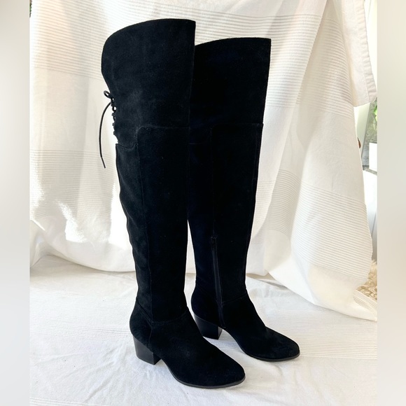 Aldo Womens Jeffres Black Suede Almond Toe Over Knee Boots - Picture 8 of 16